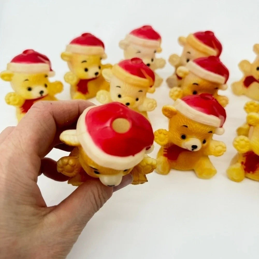 VTG Teddy Bear Christmas Holiday Blow Mold String Light Covers Set of 15